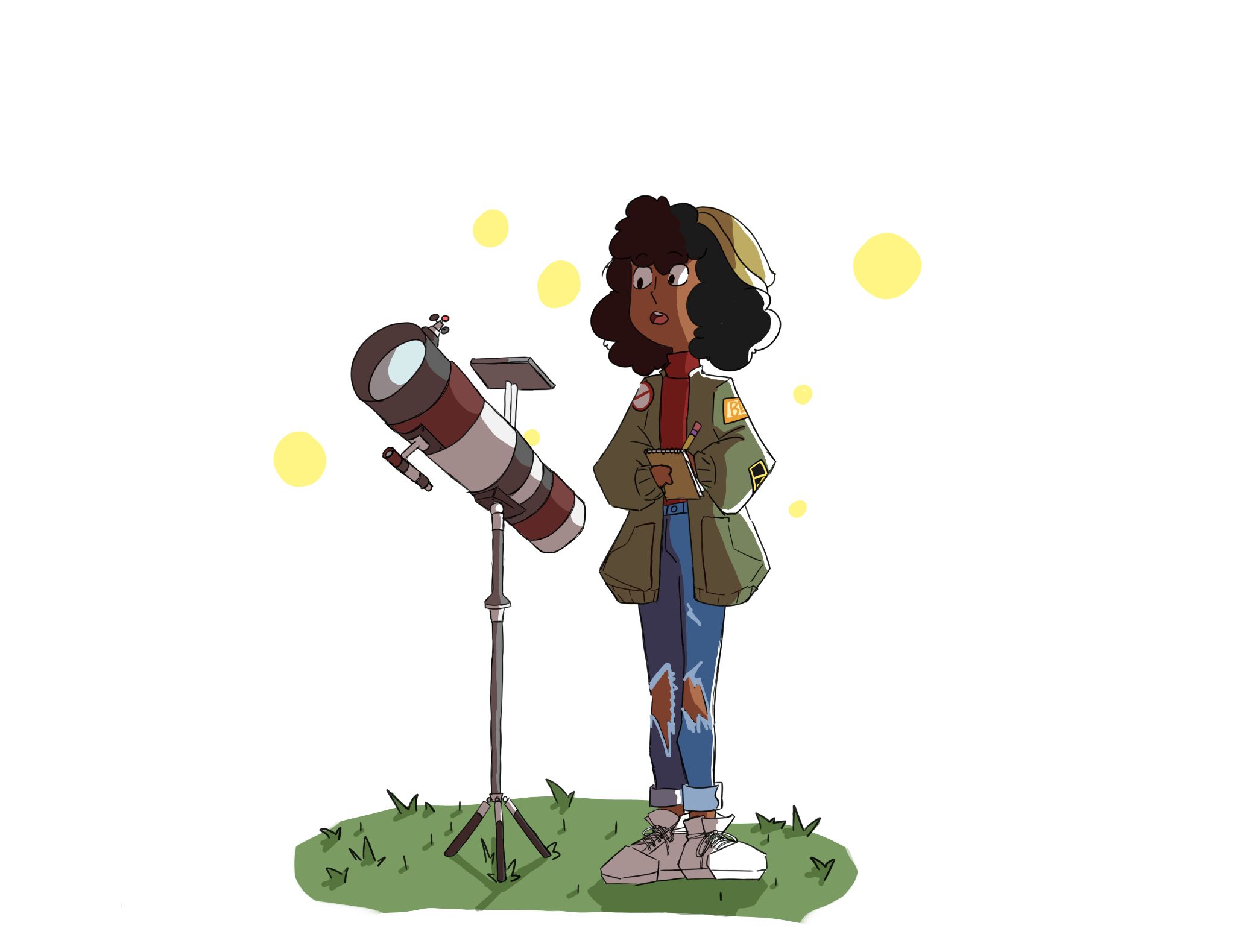 Anais looking in a telescope
